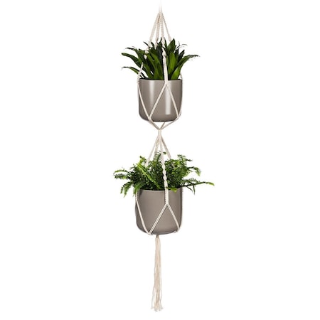 Abbott Collections 60 in. Double Planter Hanger, Ivory AB-20-MACRAME-906